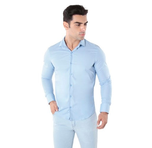 CAMISA MANGA LONGA SUPER SLIM BÁSICA COM ELASTANO