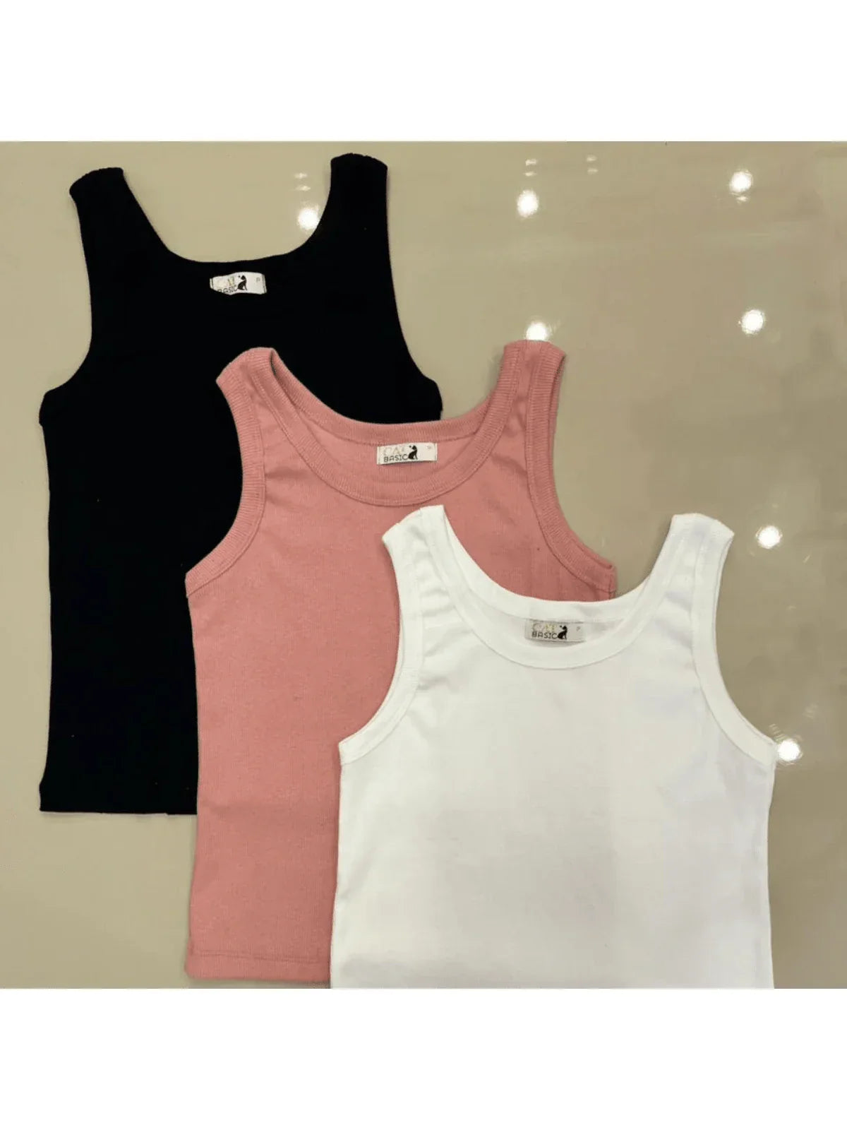 Kit 3 Regatas Femininas Malha Canelada Ribana Verão CORES ALEATÓRIAS