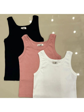 Kit 3 Regatas Femininas Malha Canelada Ribana Verão CORES ALEATÓRIAS