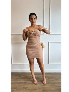 Vestido Curto com Aplique de Flor Modern Isa Lurex - FULL