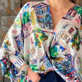 Blusa Estampada Decote V Maison