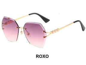 Óculos de Sol Poligonal Degradê com Pérolas