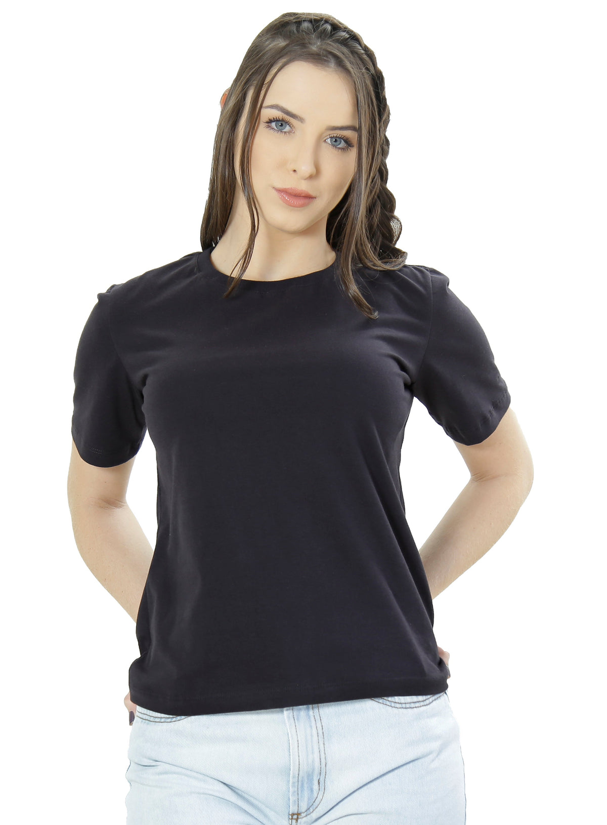 CAMISETA FEMININA T-SHIRT BABY LONG GOLA REDONDA