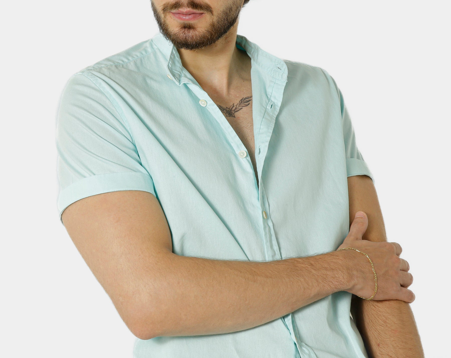 CAMISA MANGA CURTA GOLA PADRE SARJA ESTONADA