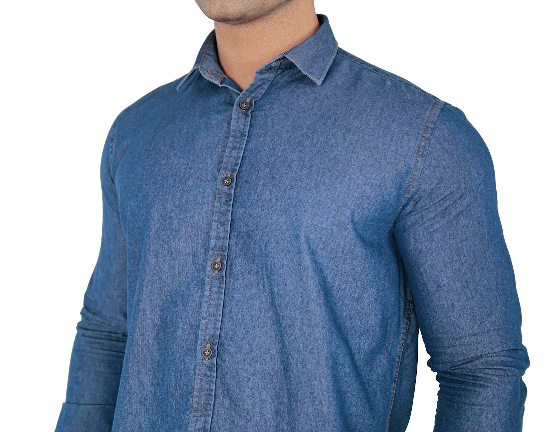 CAMISA JEANS MANGA LONGA SLIM FIT