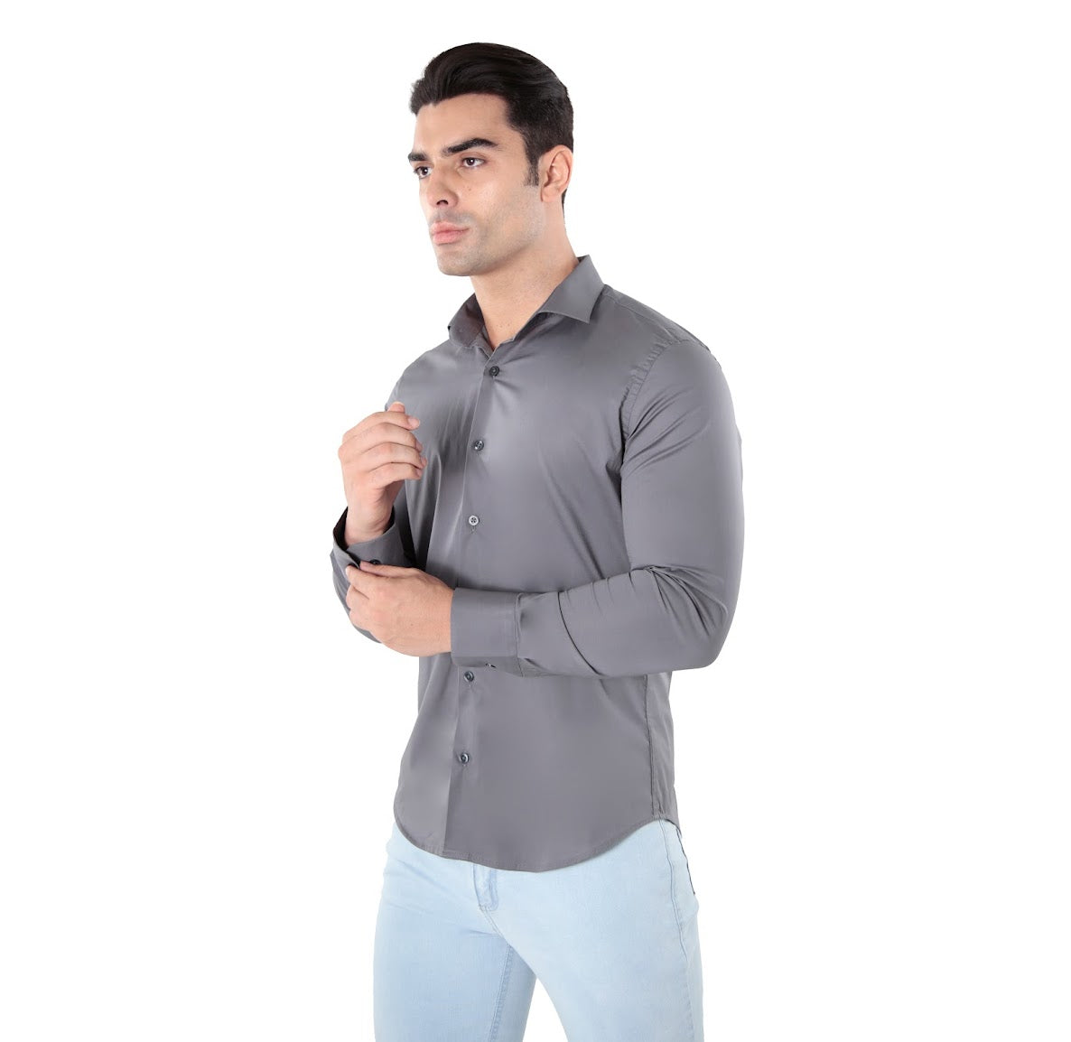 CAMISA MANGA LONGA SUPER SLIM BÁSICA COM ELASTANO