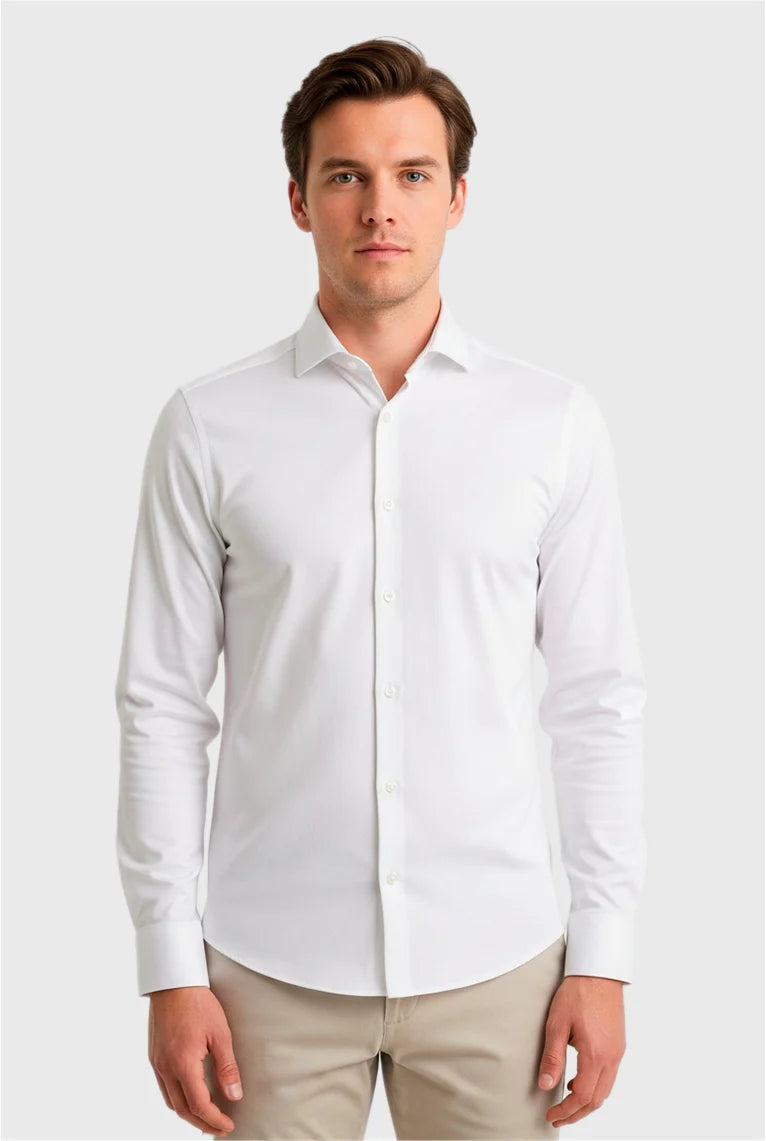 CAMISA MANGA LONGA SUPER SLIM BÁSICA COM ELASTANO
