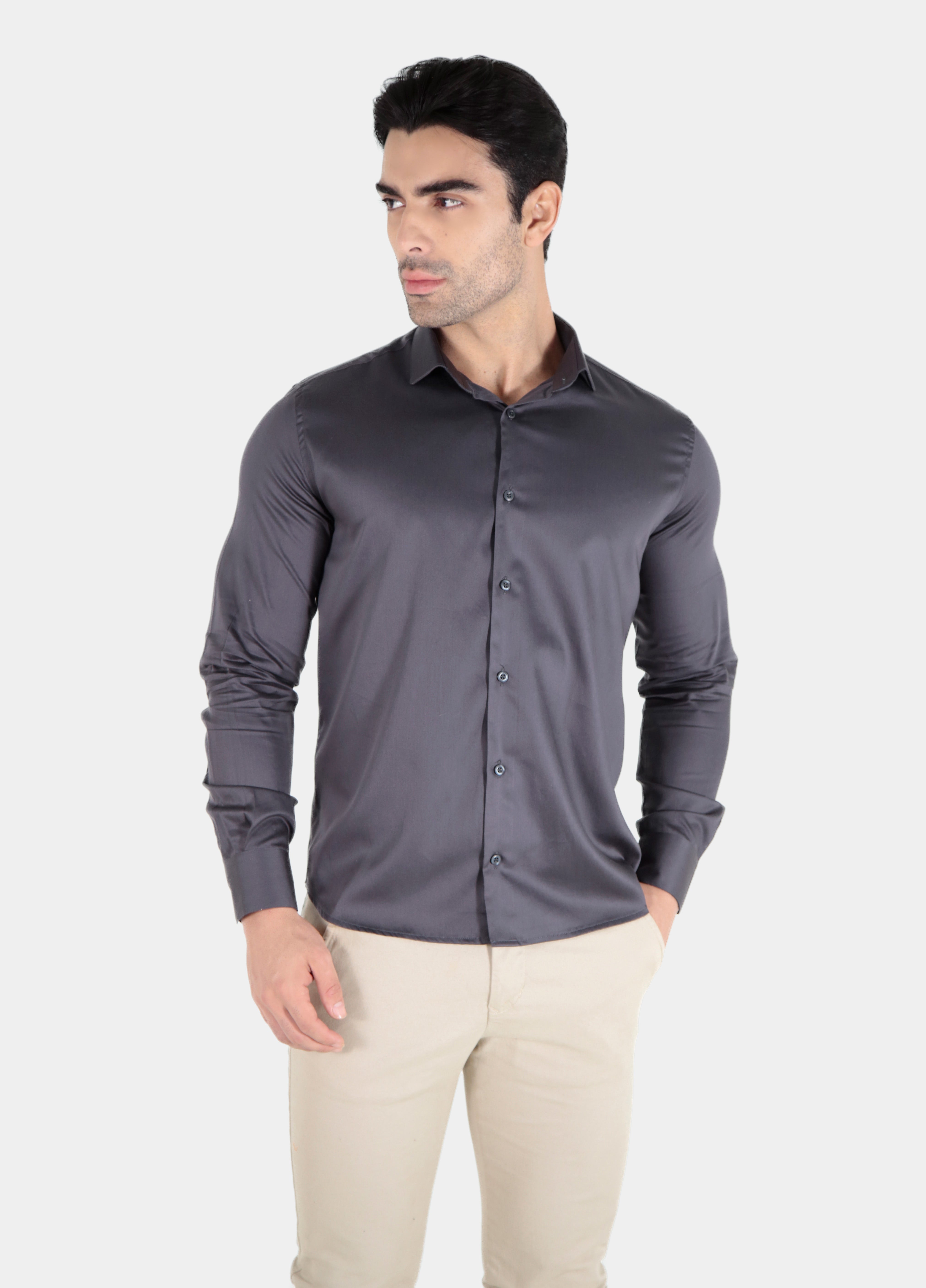 CAMISA MANGA LONGA SLIM FIT ALGODÃO EGÍPCIO