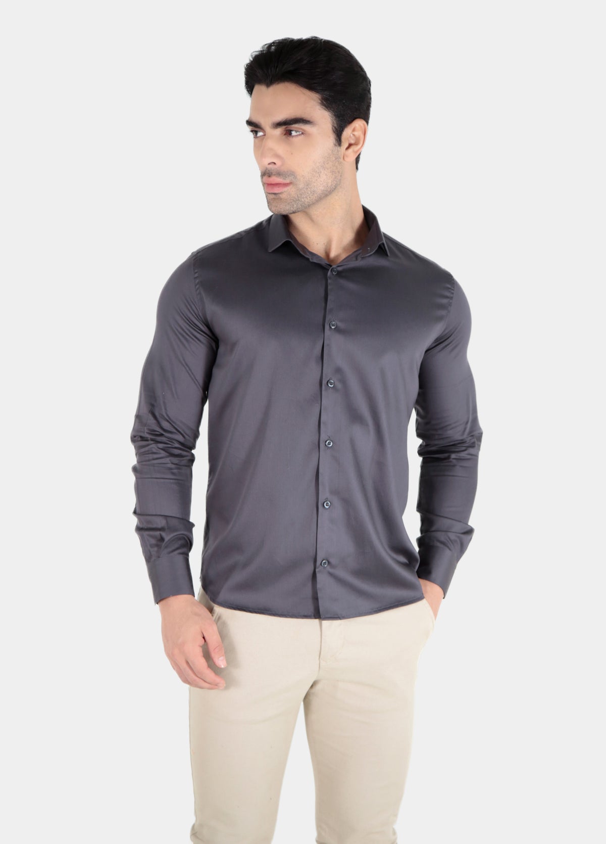 CAMISA MANGA LONGA SLIM FIT ALGODÃO EGÍPCIO