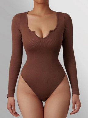 Body Suit Shape Slim Manga Longa com Decote
