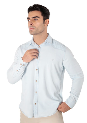 CAMISA JEANS MANGA LONGA SLIM FIT DELAVÊ