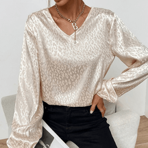 Blusa Casual de Cetim Leopard