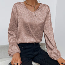 Blusa Casual de Cetim Leopard