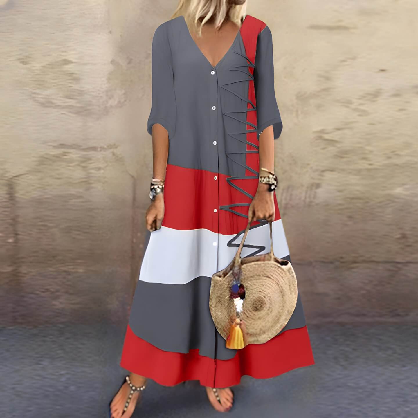 Vestido Longo com Abotoamento Austin