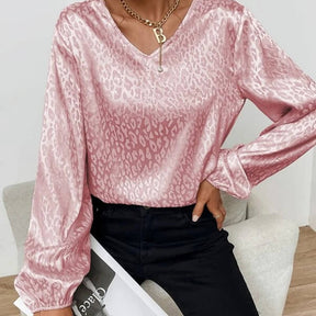 Blusa Casual de Cetim Leopard