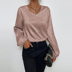 Blusa Casual de Cetim Leopard