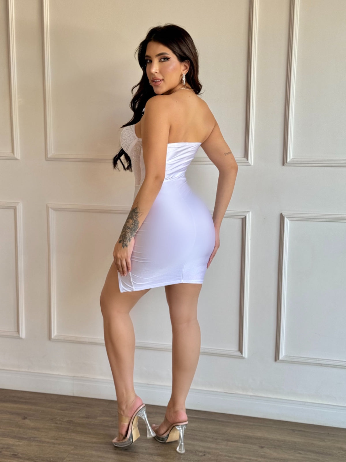 Vestido Cirrê com Tule e Strass Degradê Modern Delux - FULL