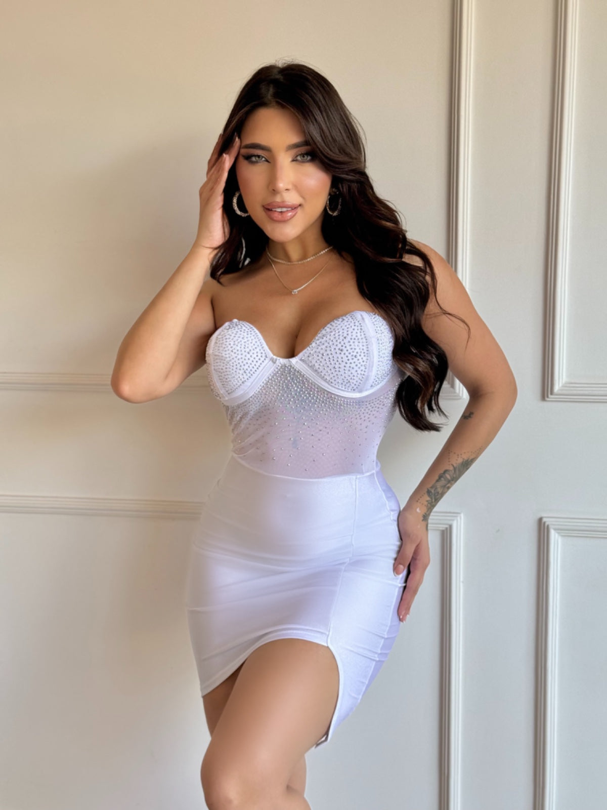 Vestido Cirrê com Tule e Strass Degradê Modern Delux - FULL