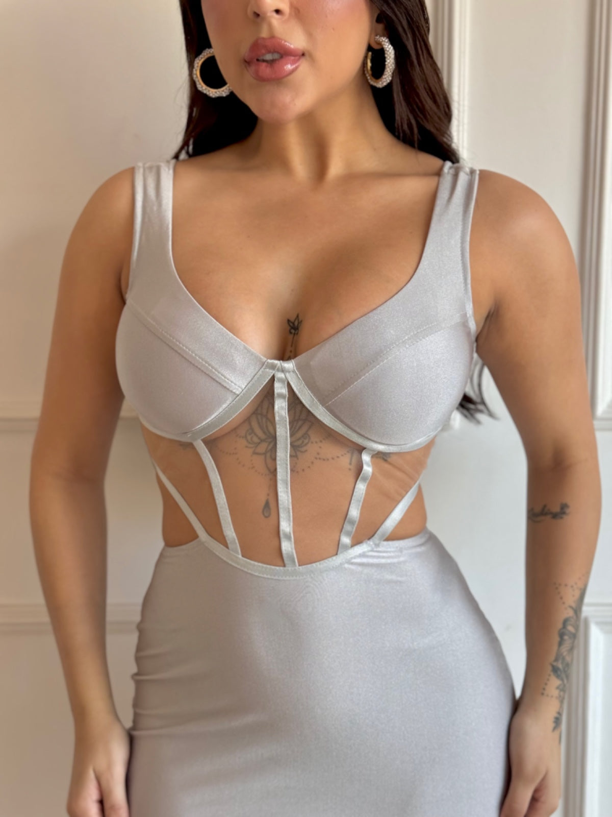 Vestido Curto Efeito Corselet Acetinado Modern Francine - FULL