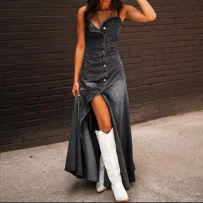 Vestido Longo Jeans com Botões Modern Betina