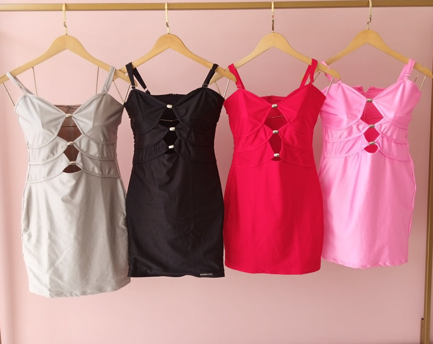 Vestido Curto com Decote Acetinado de Compressão Modern Karine - FULL