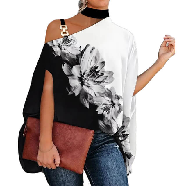 Blusa Gola Alta e Ombro Aberto Blenda