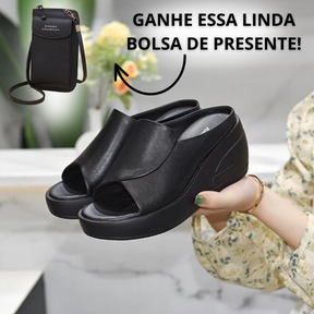 Sandália Confortável de Plataforma + Bolsa