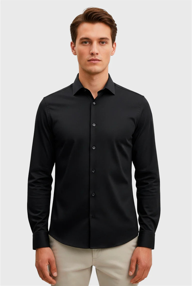 CAMISA MANGA LONGA SUPER SLIM BÁSICA COM ELASTANO