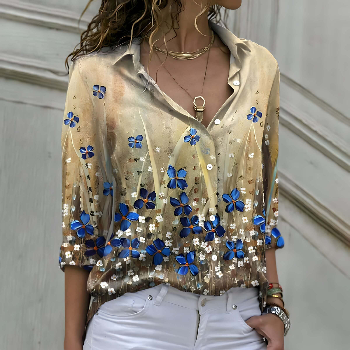 Camisa Casual de Casimira Miosótis