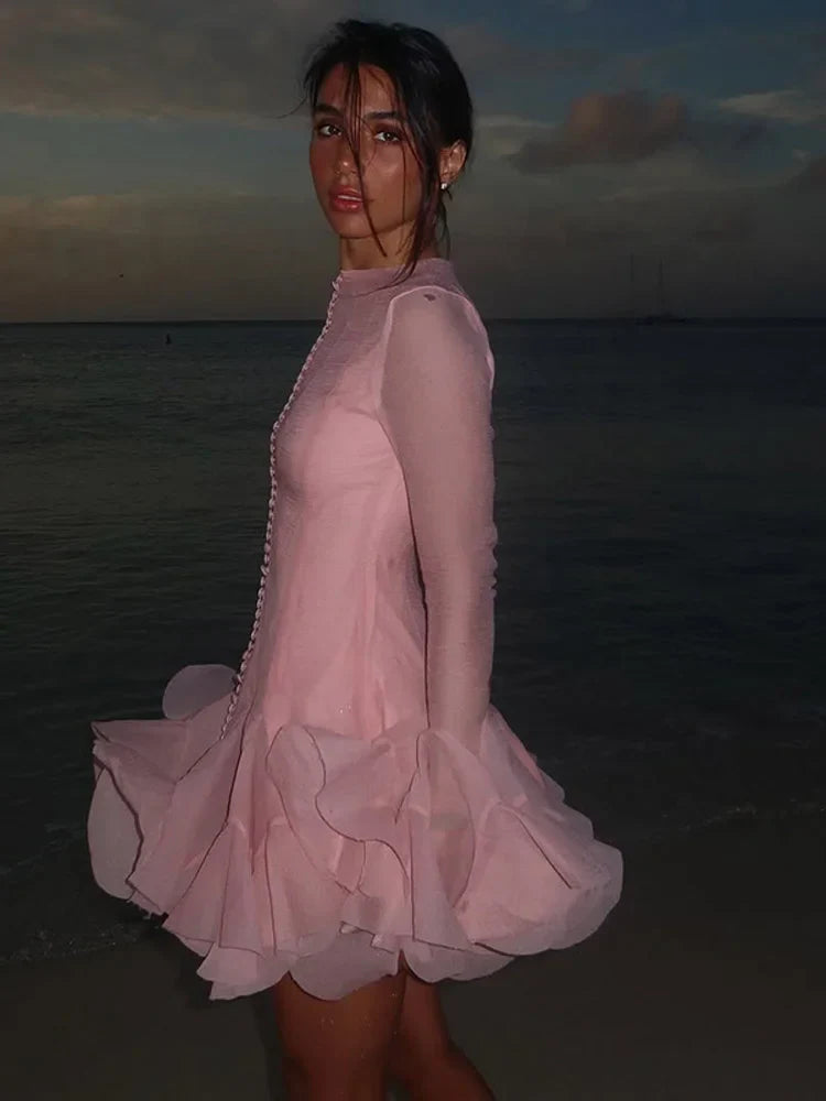 Vestido Manga Longa Com Babados Modern Louise