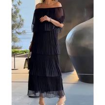 Vestido Mídi de Chiffon Plissalure