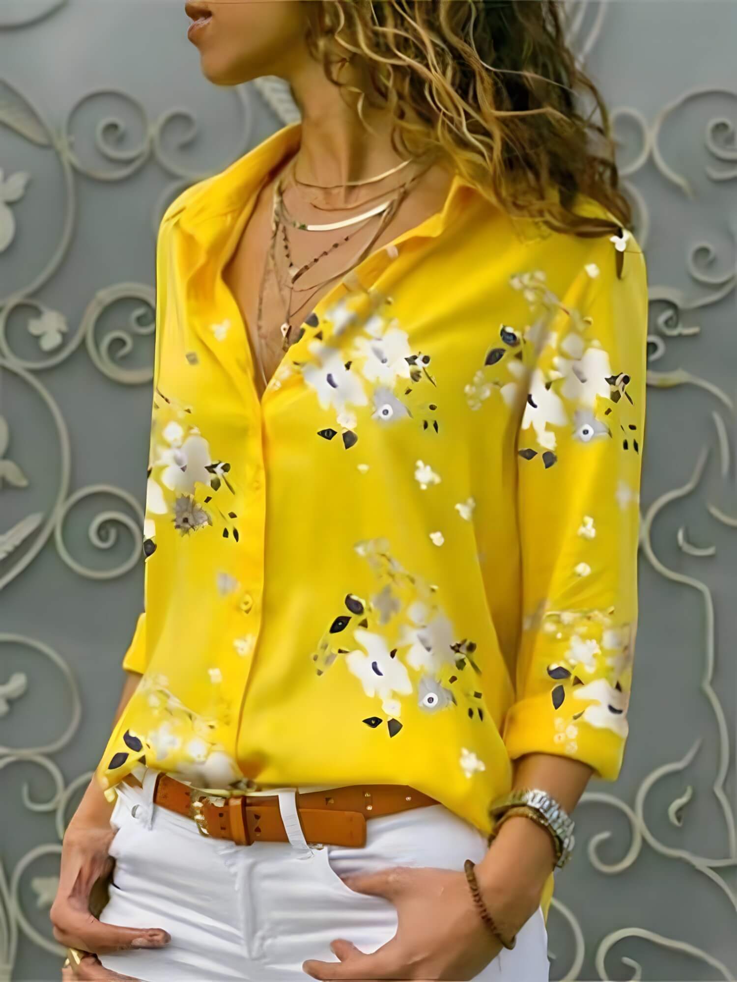 Camisa Casual de Chiffon Peony