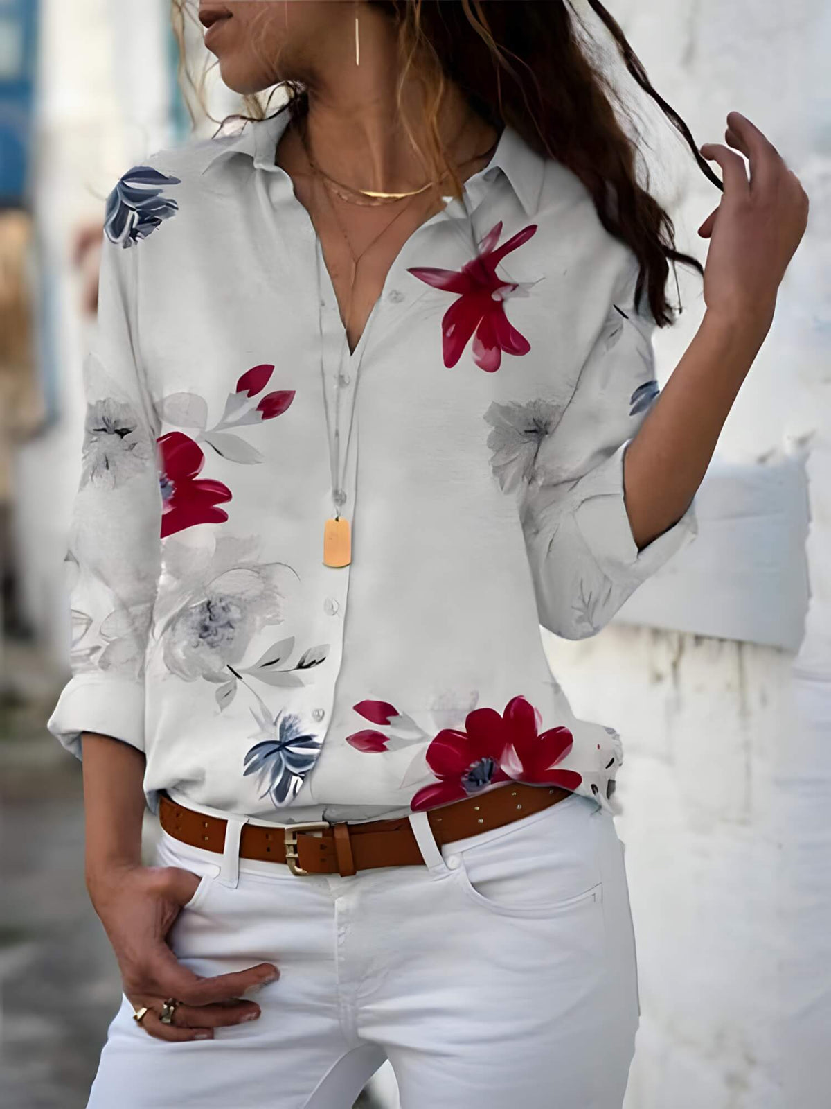 Camisa Casual de Chiffon Peony
