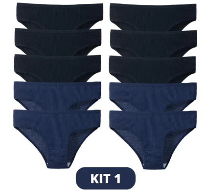 kit 5 Calcinhas Super Confortáveis em Algodão Tecido Luppo - Frete Grátis