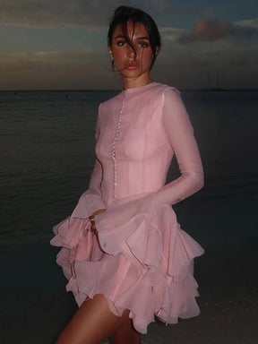 Vestido Manga Longa Com Babados Modern Louise