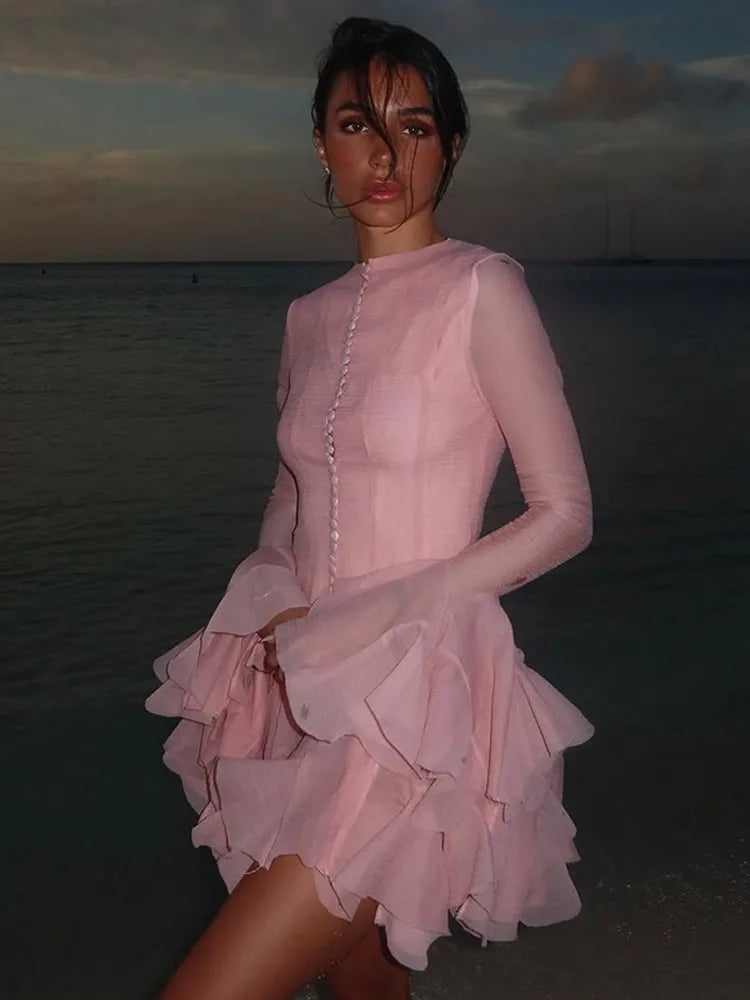 Vestido Manga Longa Com Babados Modern Louise