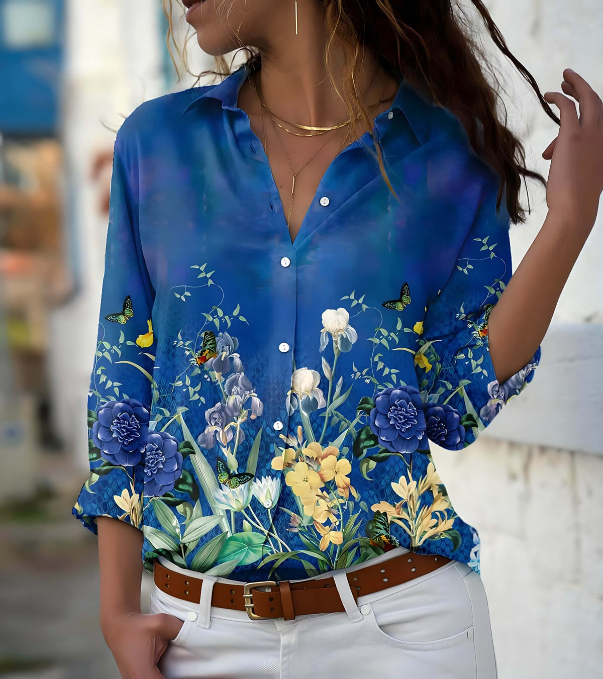 Camisa Casual de Casimira Miosótis