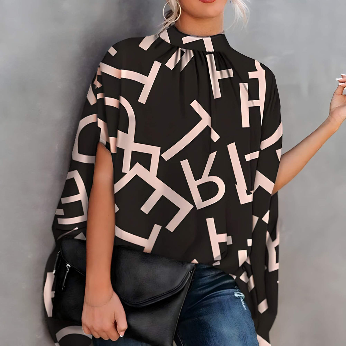 Blusa de Gola Alta Maxi