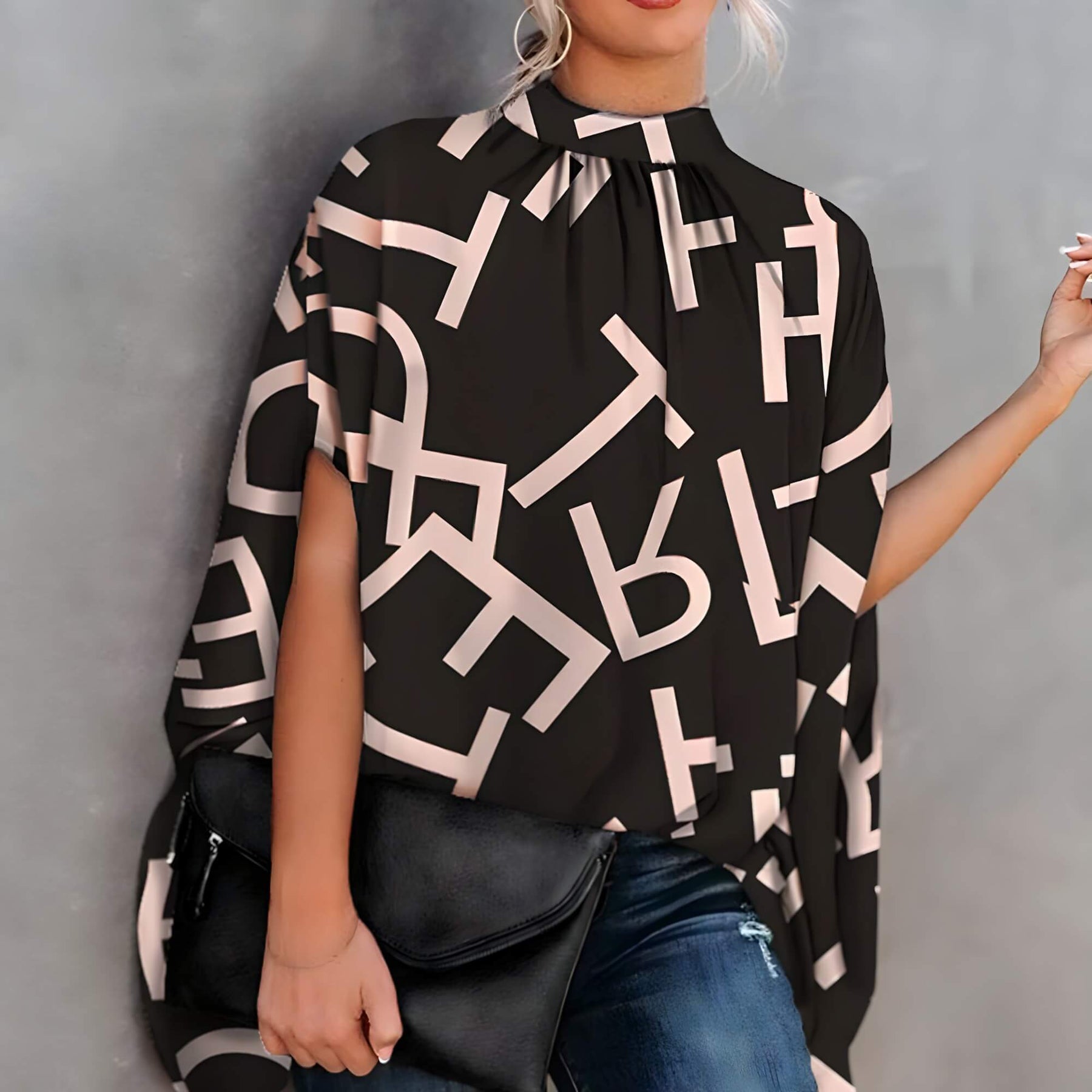 Blusa de Gola Alta Maxi