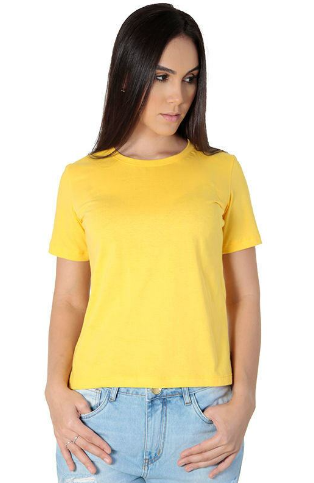 CAMISETA FEMININA T-SHIRT BABY LONG GOLA REDONDA