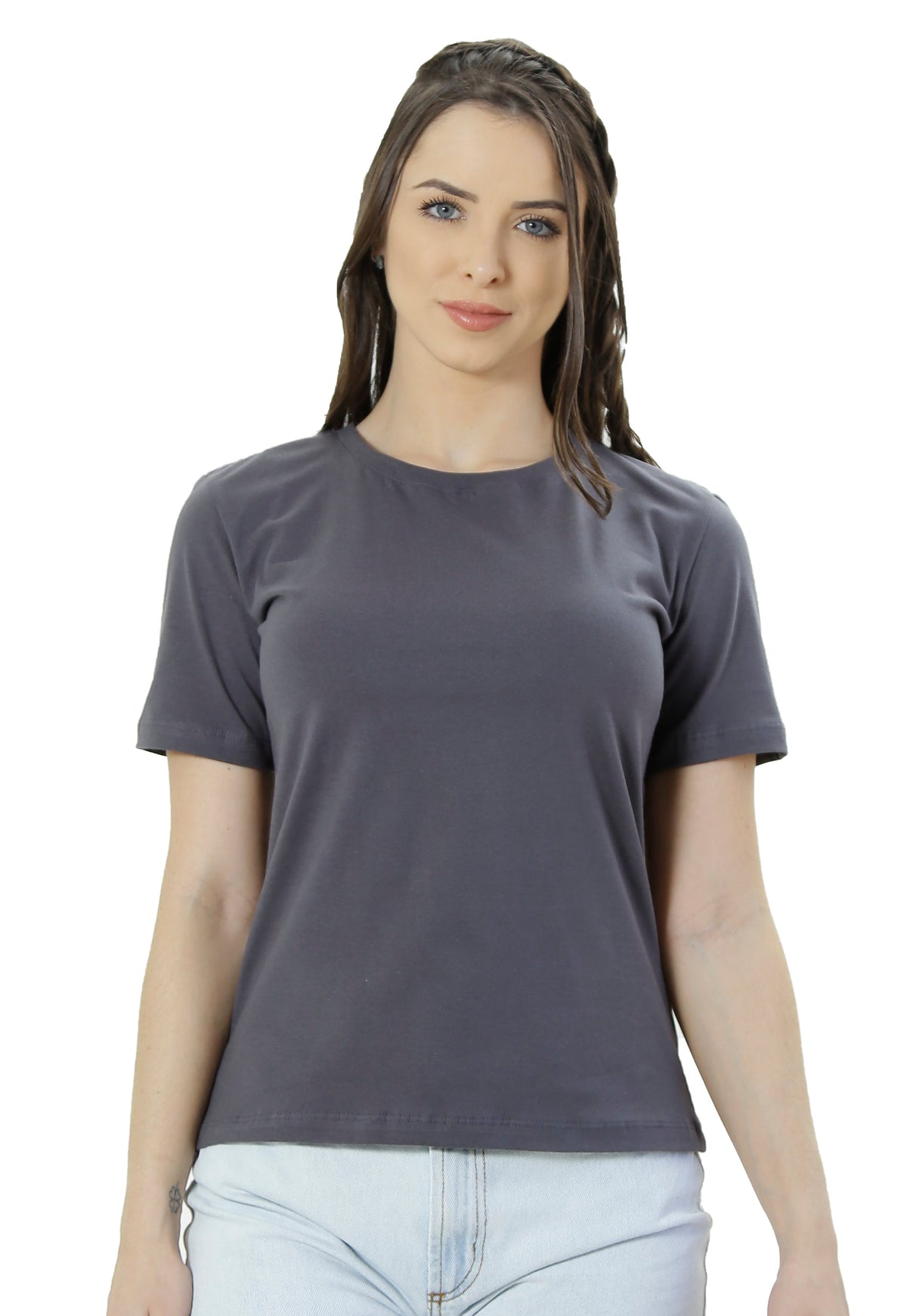 CAMISETA FEMININA T-SHIRT BABY LONG GOLA REDONDA