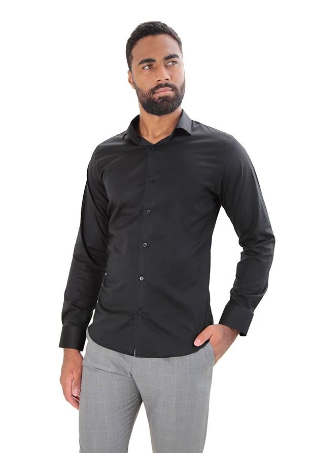 CAMISA MANGA LONGA SUPER SLIM BÁSICA COM ELASTANO