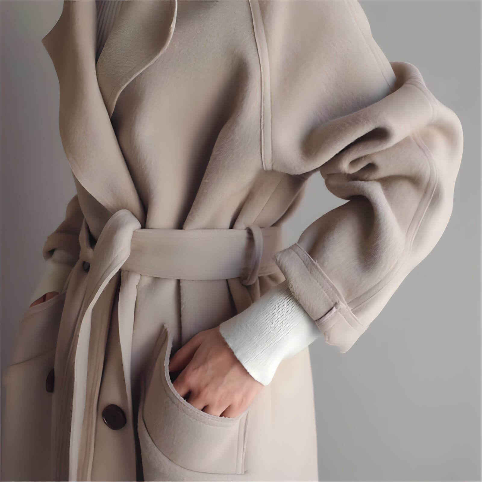 Casaco Feminino Longo de Lã Batida Ribera