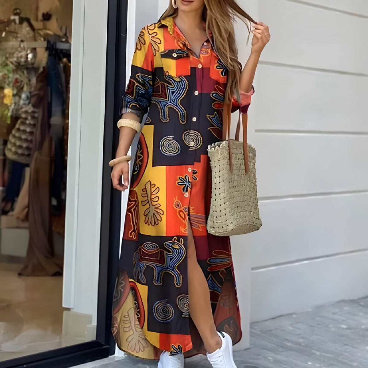 Vestido Longo com Abotoamento Beatra