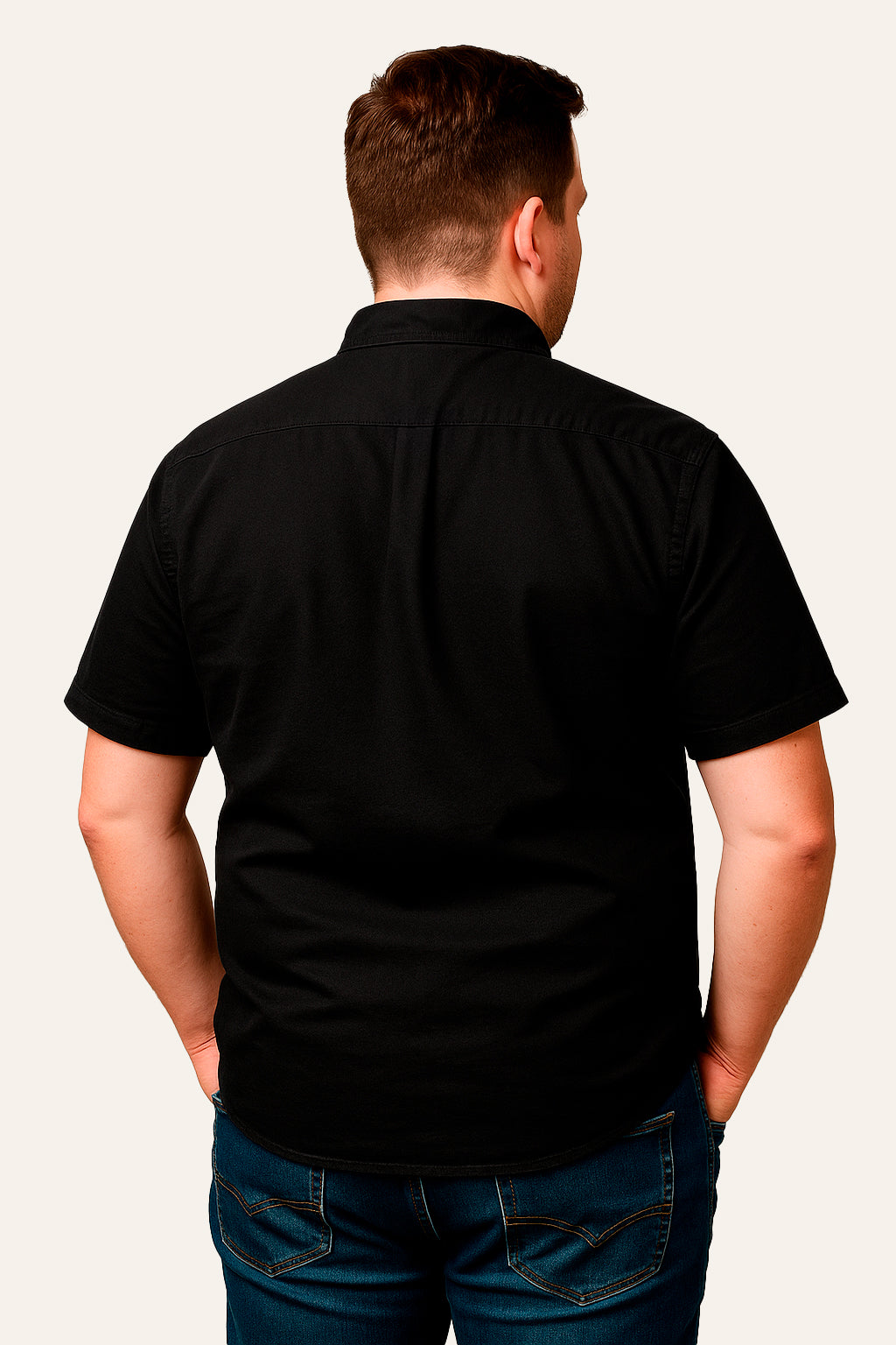 CAMISA SOCIAL PLUS SIZE BÁSICA LISA MANGA CURTA